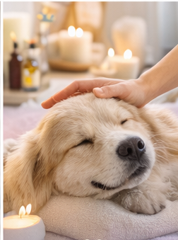 Perro relajado en una escena cálida